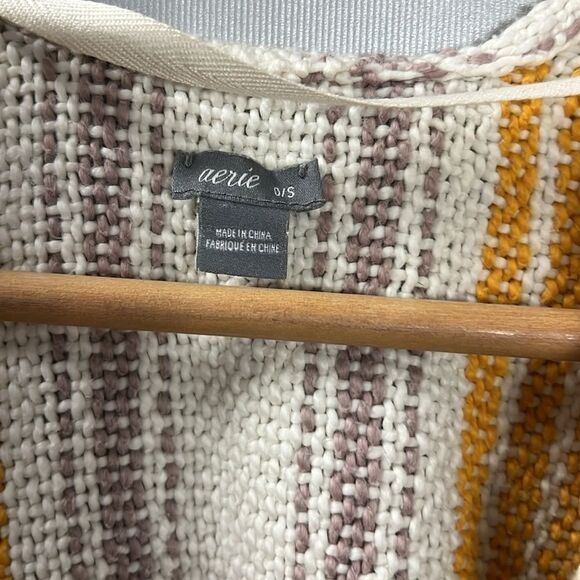 Aerie Striped Yellow and Brown Poncho One Size - Picture 5 of 6